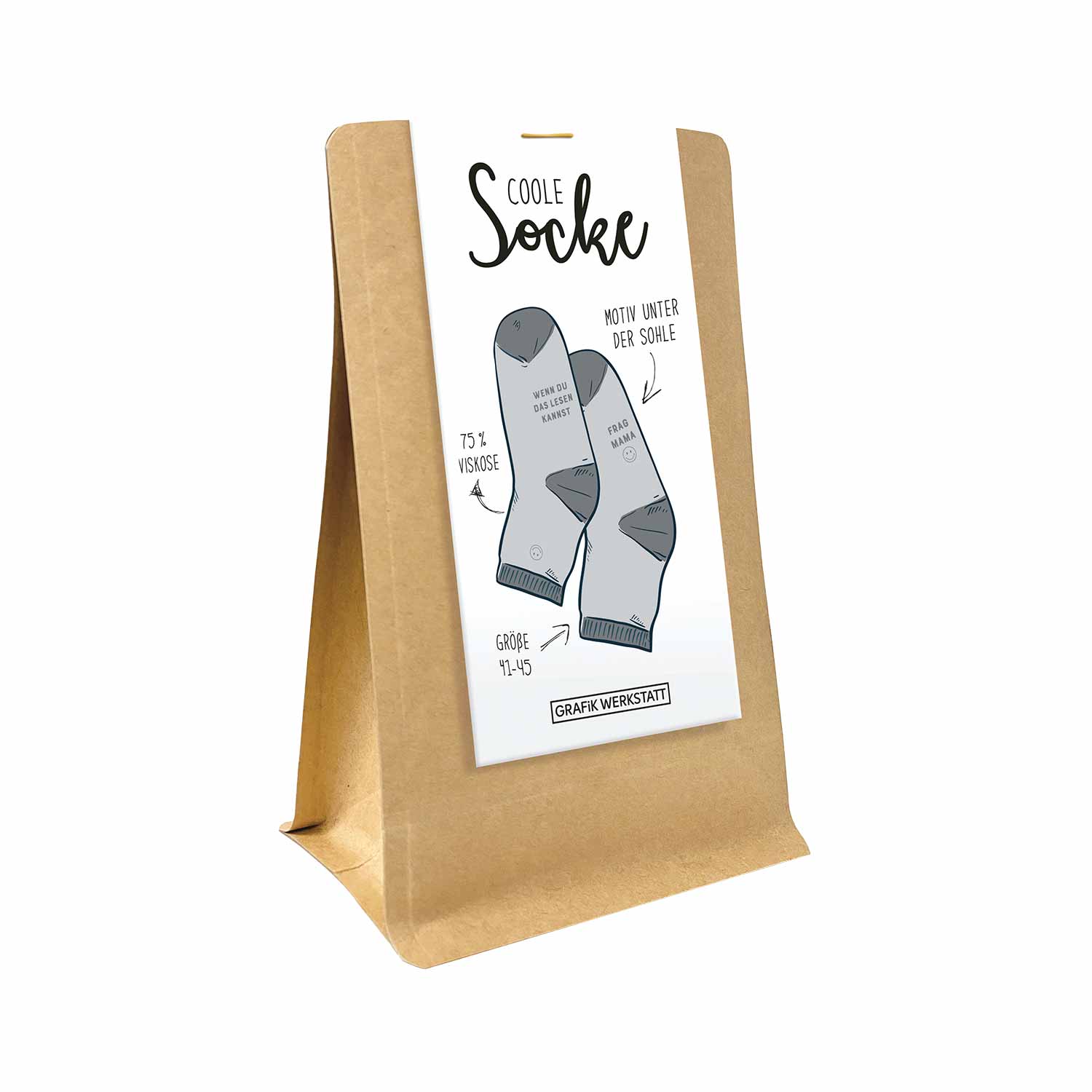 Coole Socken "Frag Mama" Herrensocken Größe 41-45 grau