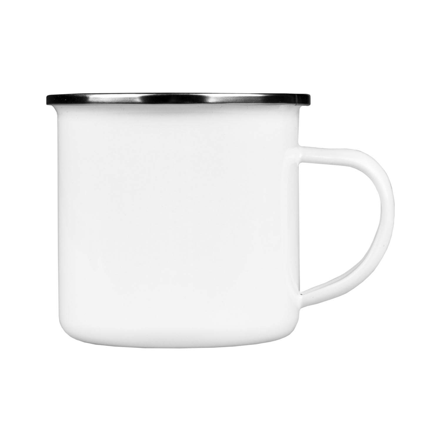 Emaille Tasse individuell bedruckbar aus Stahlblech, Panorama, 300 ml, weiß