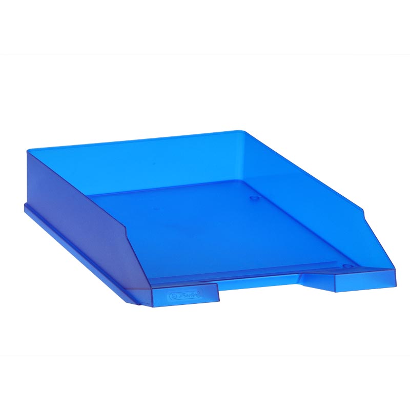 Ablagekorb classic aus Kunststoff DIN A4 in transluzent blau stapelbar