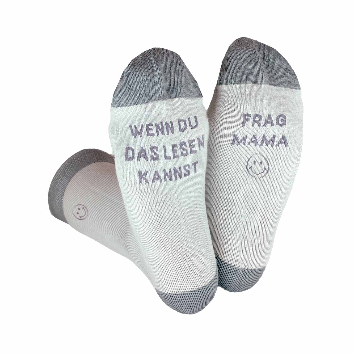 Coole Socken "Frag Mama" Herrensocken Größe 41-45 grau