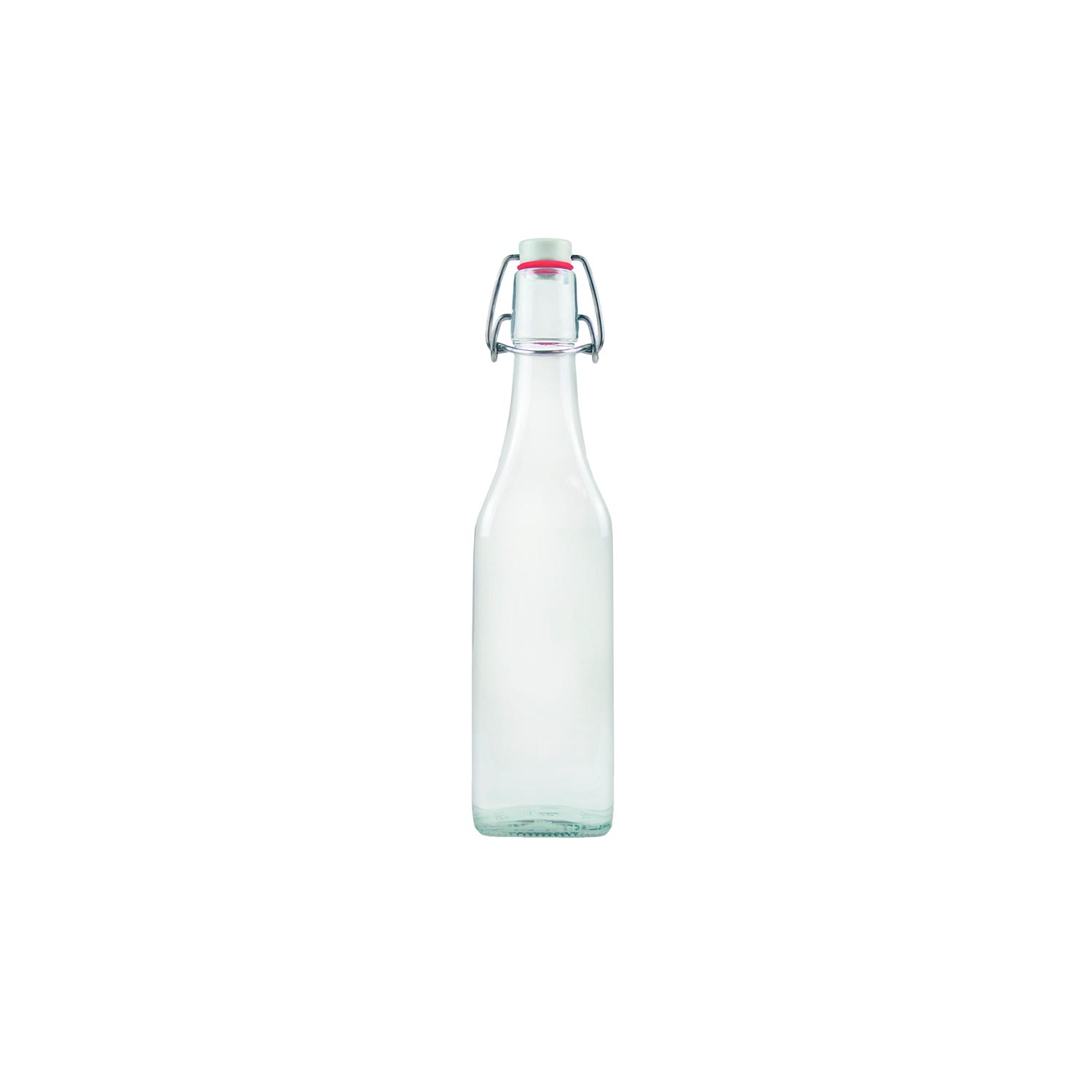 Glasflasche mit Bügelverschluss, 125 ml eckig