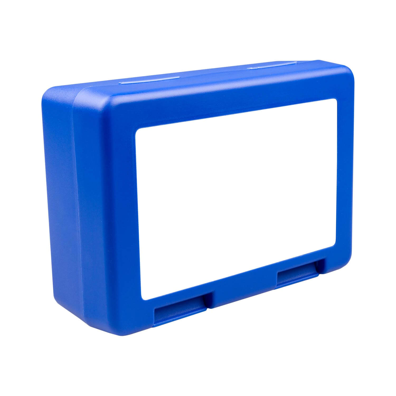 Brotdose individuell bedruckbar aus Kunststoff mit Klickverschluss, rot/blau