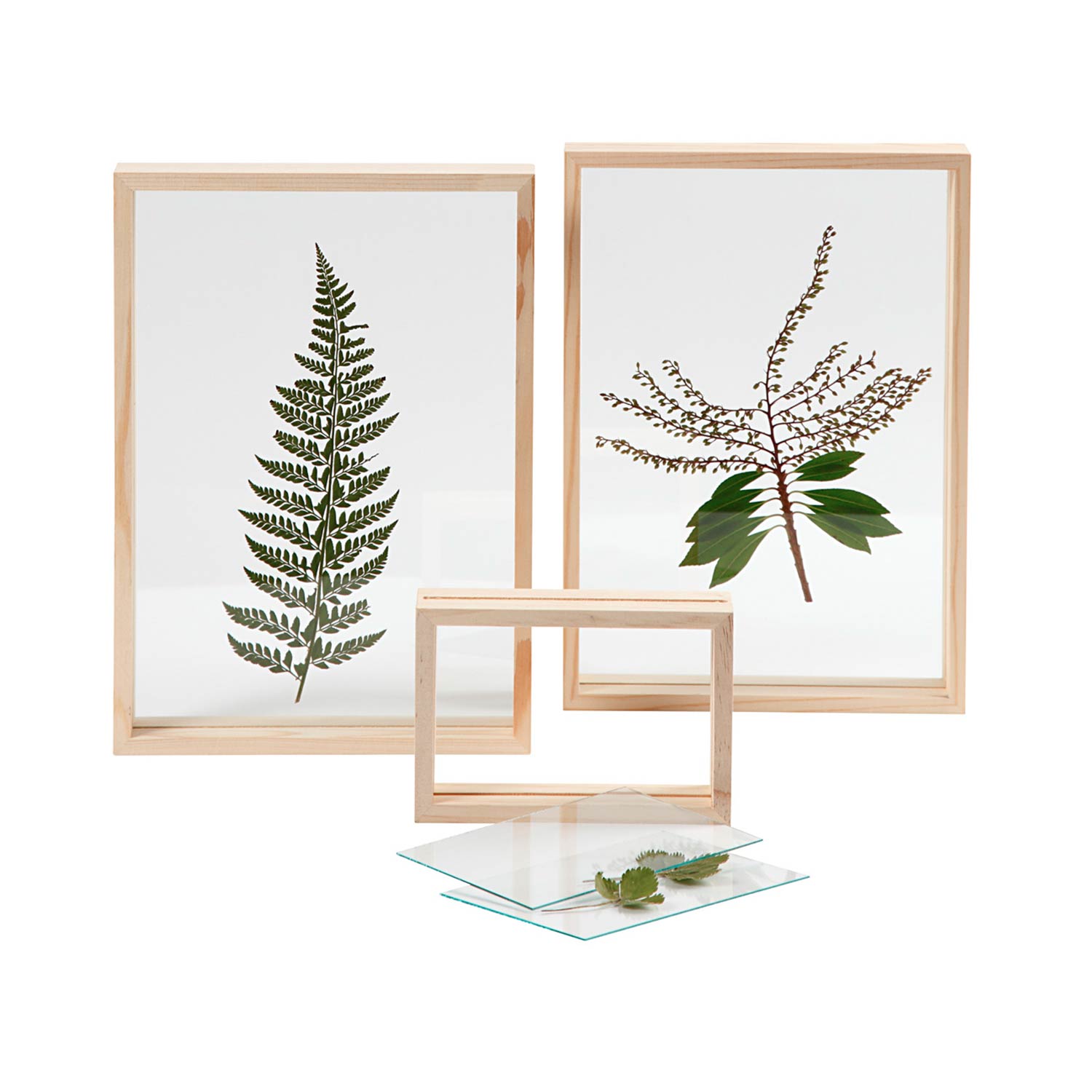 Doppelrahmen aus Holz mit 2 Glasscheiben 16 x 11 x 4 cm