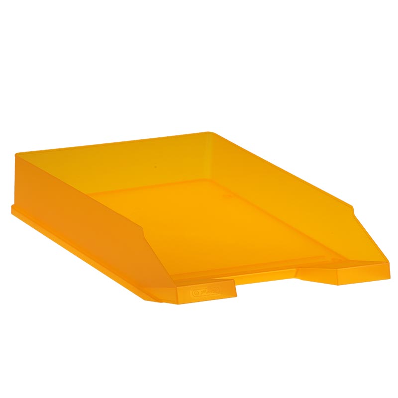 Ablagekorb classic aus Kunststoff DIN A4 in transluzent orange stapelbar