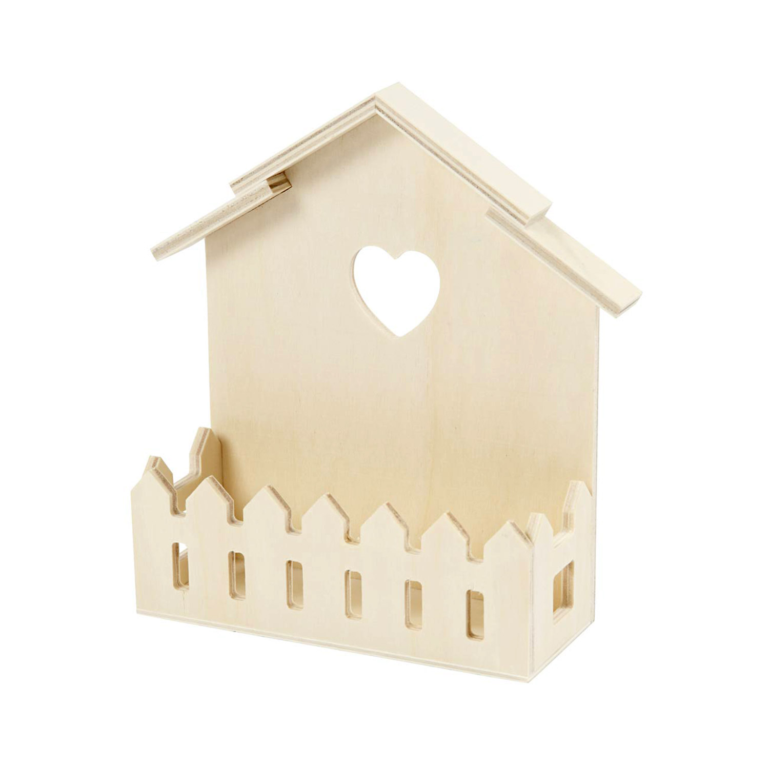 Miniatur Haus mit Zaun aus Holz 16,5 x 13 x 5,5 cm
