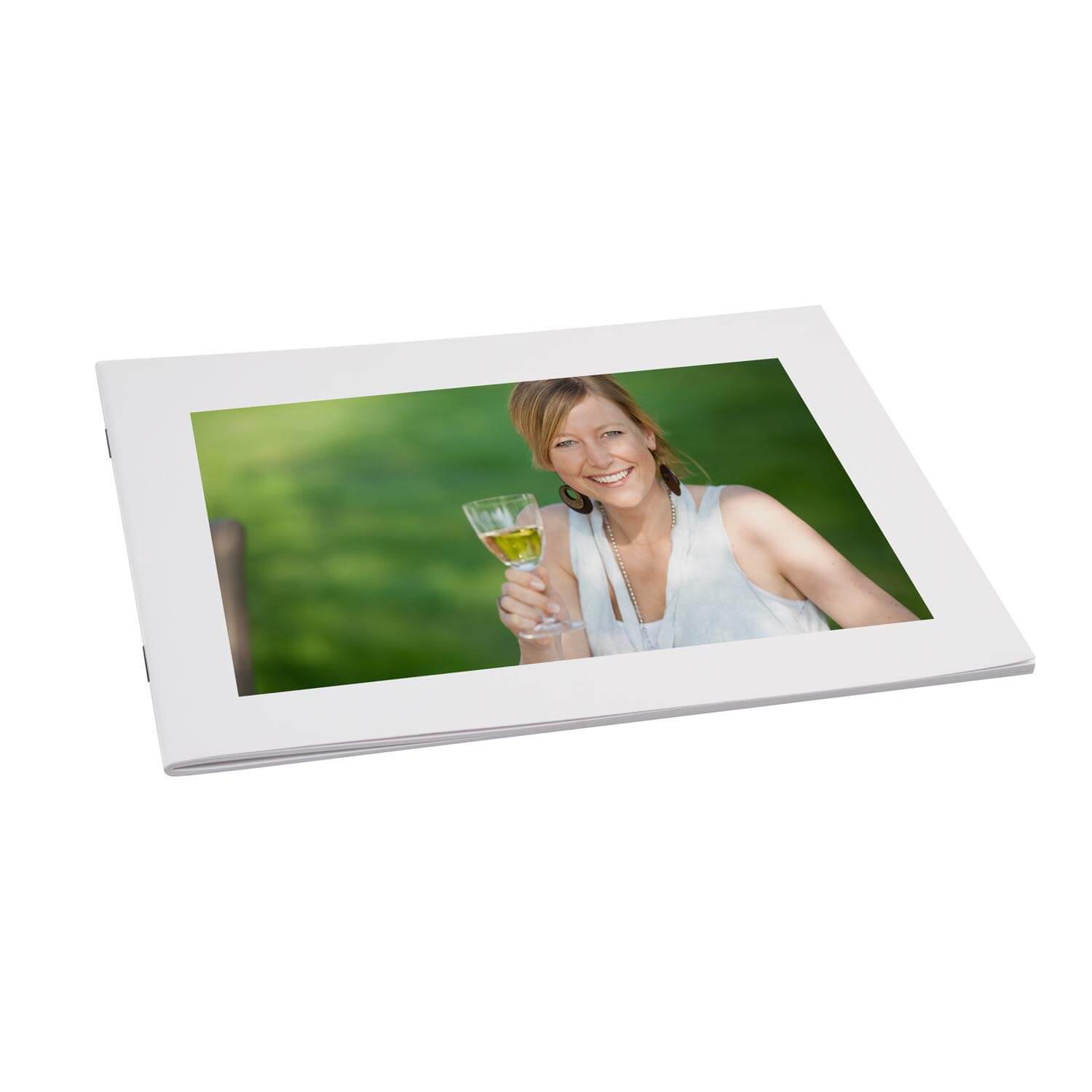 Fotoheft individuell bedruckbar mit flexiblem Umschlag und Drahtheftbindung