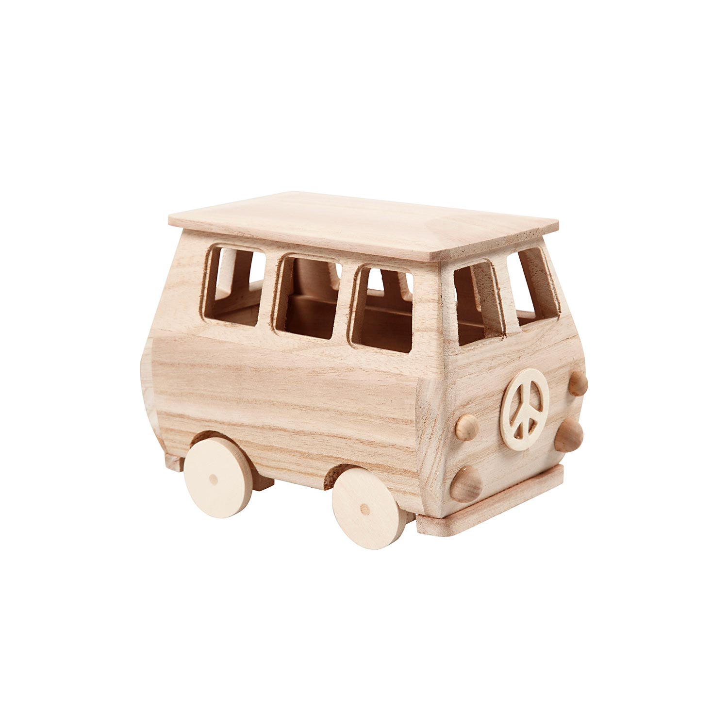 Minibus aus Holz, 17 x 10 x 13 cm