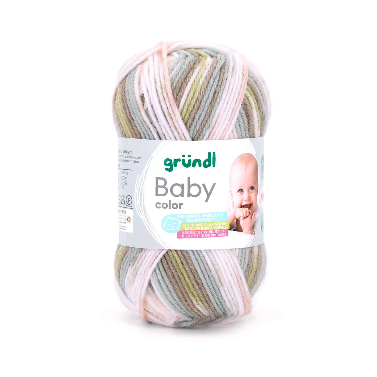 Garn "Baby color" 50 g moos-natur-jade-weiß