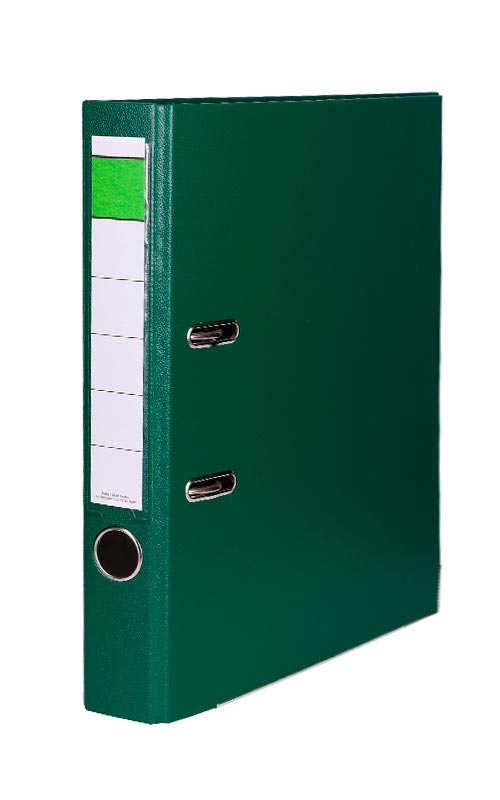 Ordner aus Kunststoff DIN A4 in grün mit einer Rückenbreite von 5 cm