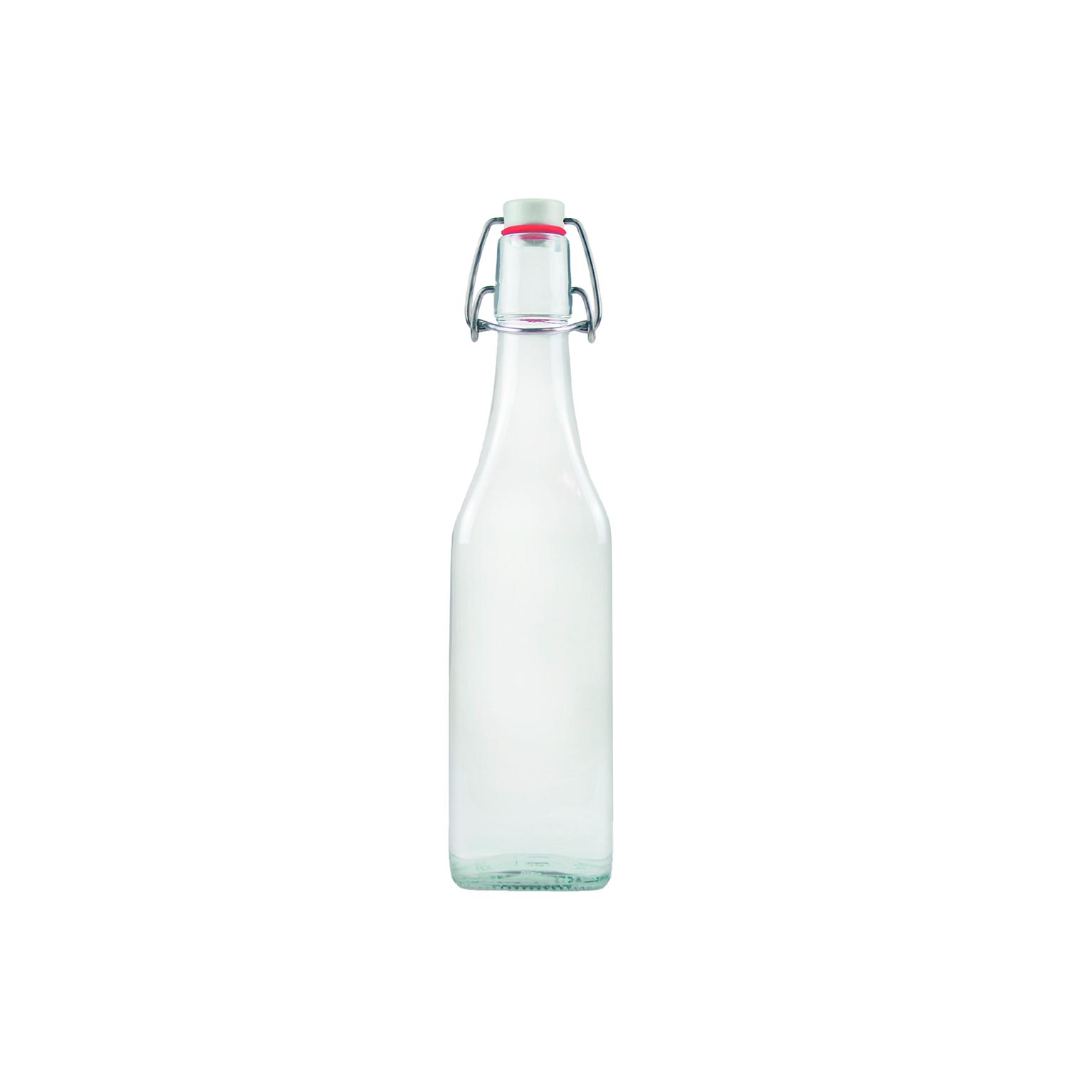 Glasflasche mit Bügelverschluss, 500 ml eckig