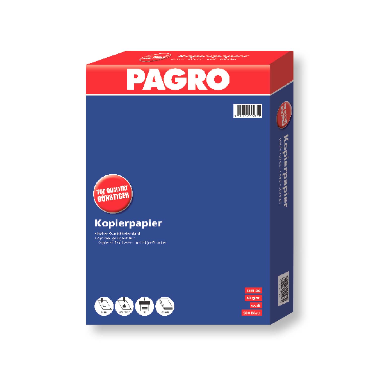 Kopierpapier Pagro DIN A4 in weiß mit 500 Blatt