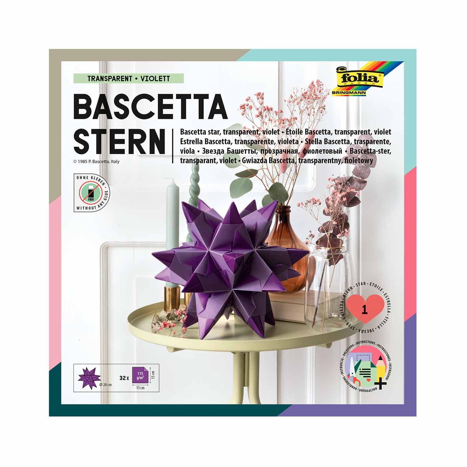 Bascetta-Stern Bastelset 32 Blatt 15 x 15 cm Transparentpapier violett