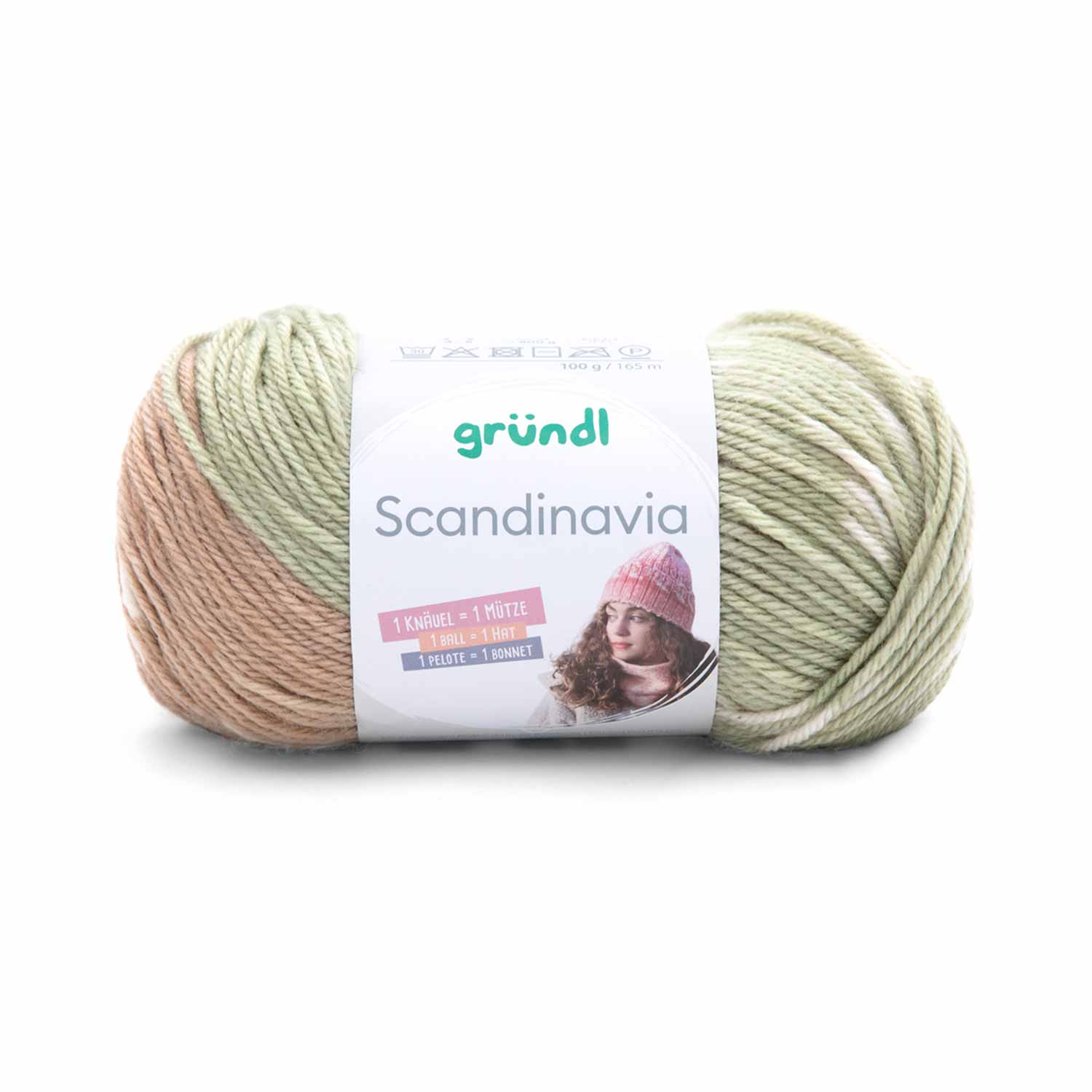 Garn "Scandinavia" 100 g kamel-pastelgrün-natur
