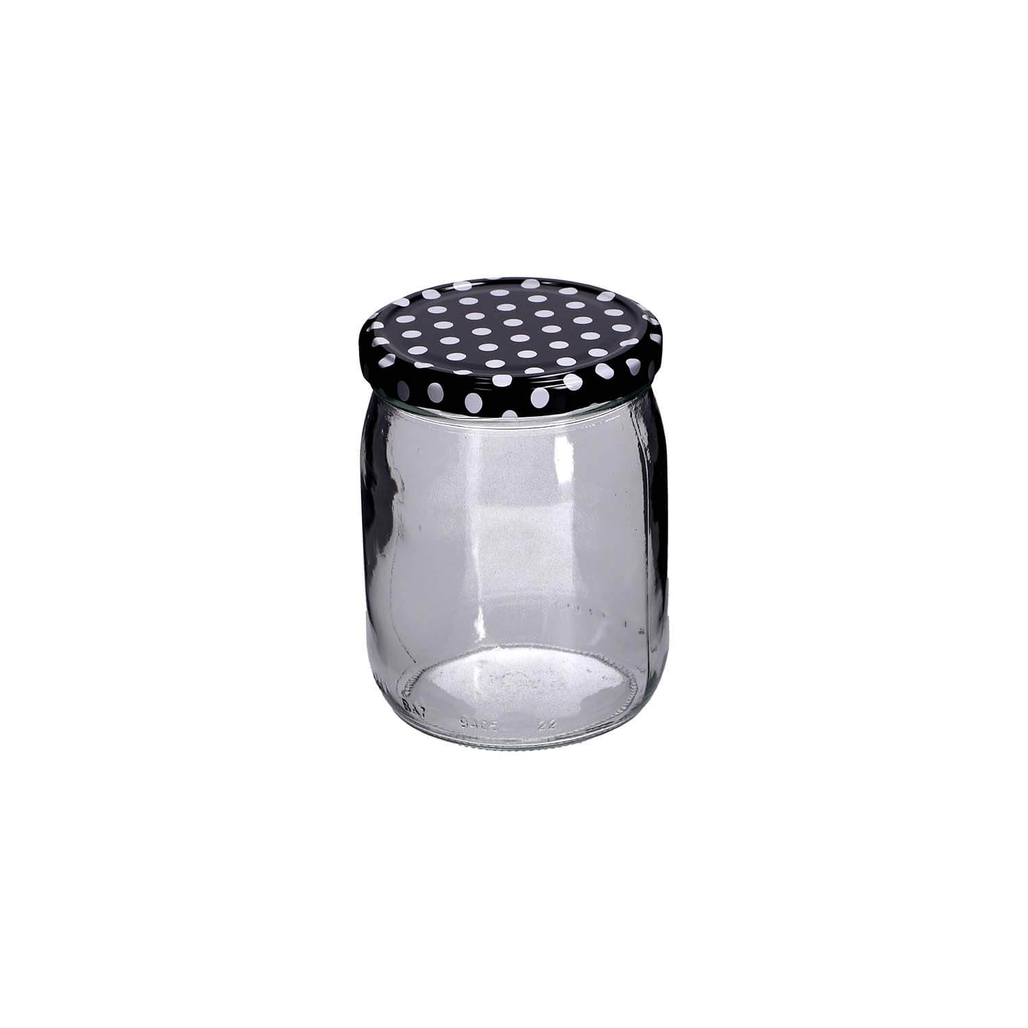 Einmachglas mit Schraubdeckel 540 ml, 4er Set, rosa/schwarz/weiß