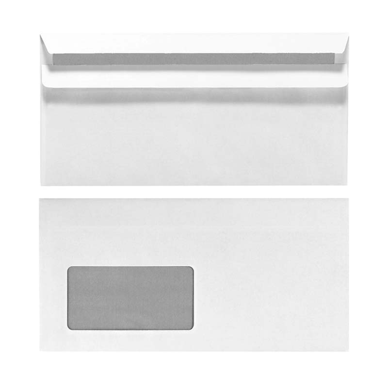 Briefumschlag DIN lang im 100er-Pack in weiß mit Fenster und selbstklebend