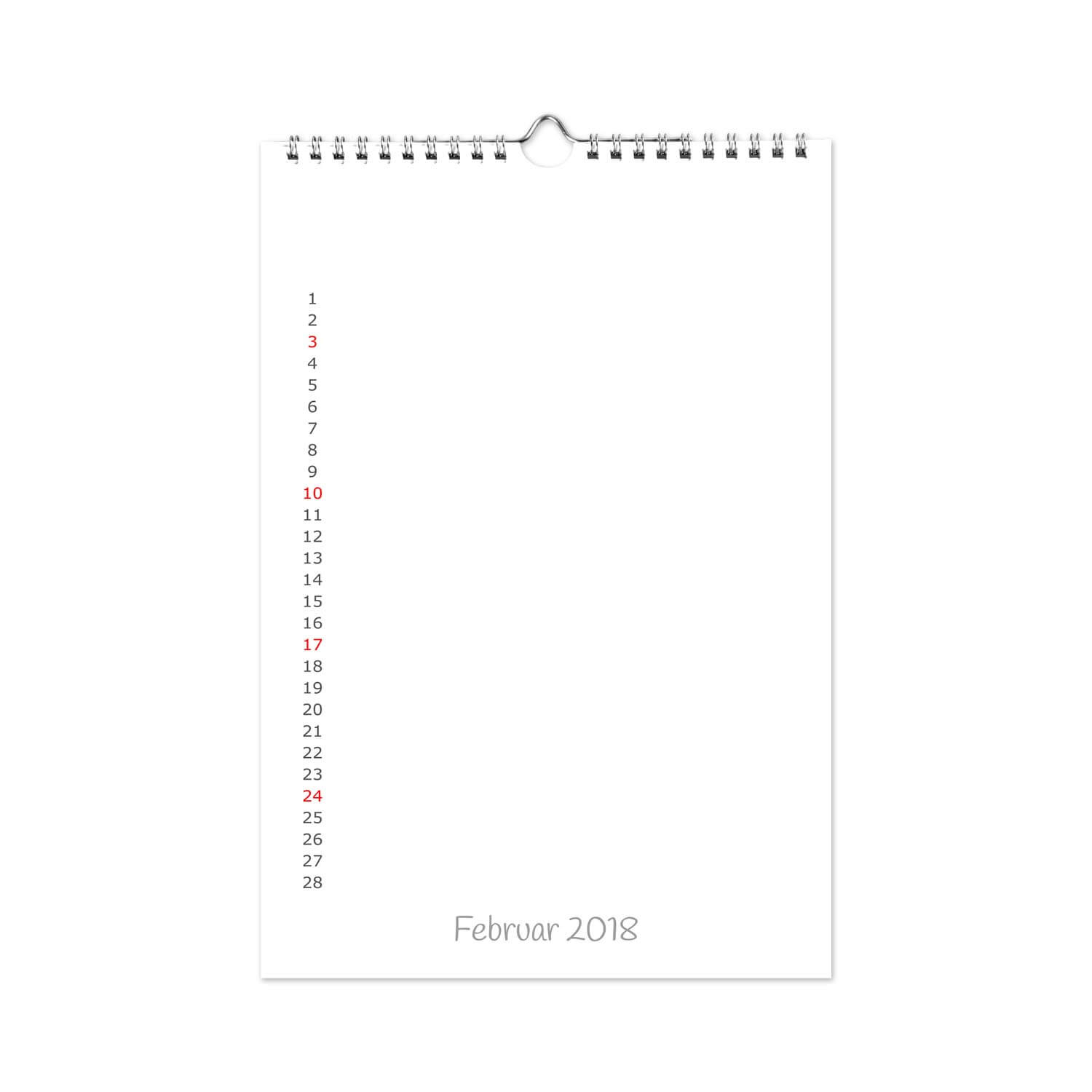 Fotokalender individuell bedruckbar A3/A4 mit Spiralbindung, hochkant