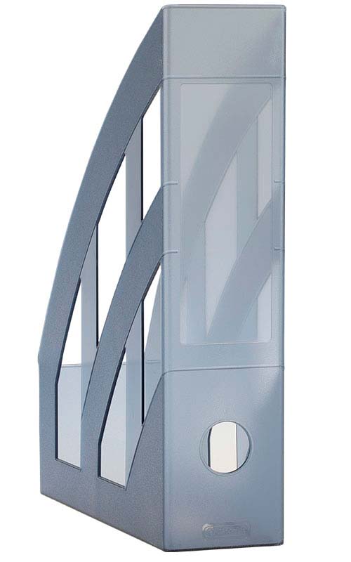 Stehsammler classic aus Kunststoff DIN A4 in transluzent grau mit seitlichen Durchbrüchen