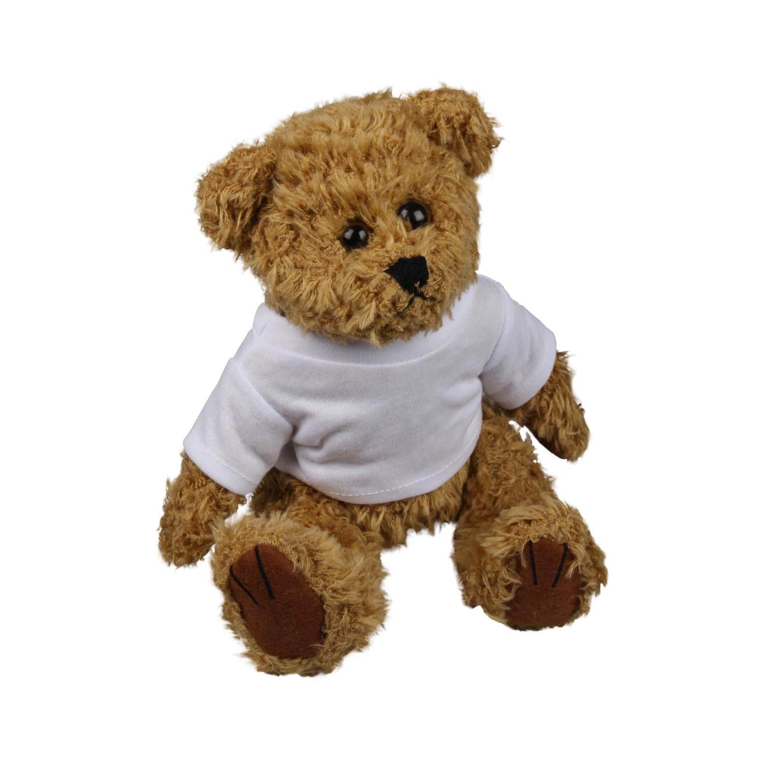 Teddybär aus Plüsch mit  individuell bedruckbarem T-Shirt, braun 